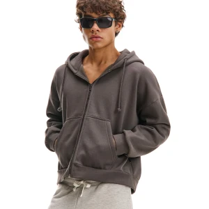 Cropp - Rozpinana szara bluza z kapturem - szary