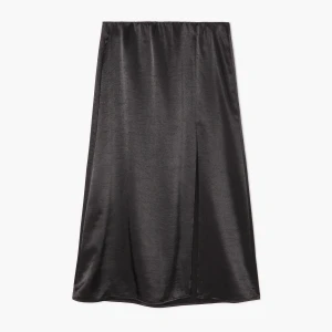 Cropp - Satynowa spódnica z rozcięciem - czarny