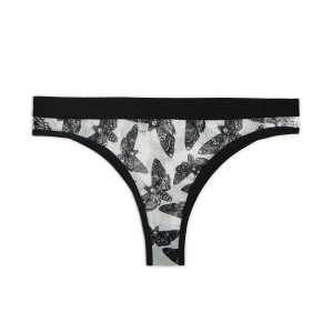 Cropp - Siateczkowe majtki z nadrukiem - czarny