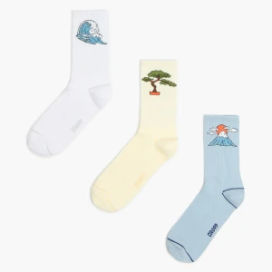 Cropp - Skarpety z japońskimi motywami - biały