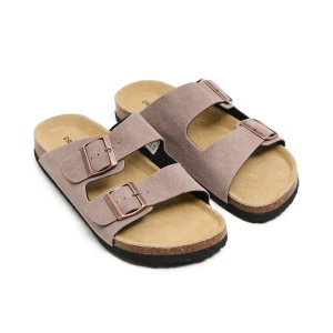 Cropp - Skórzane klapki - fioletowy