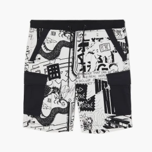 Cropp - Spodenki cargo z japońskim motywem graficznym - biały