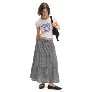 Cropp - Spódnica maxi w kratę - czarny