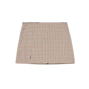 Cropp - Spódnica mini w kratę z wiskozą - brązowy