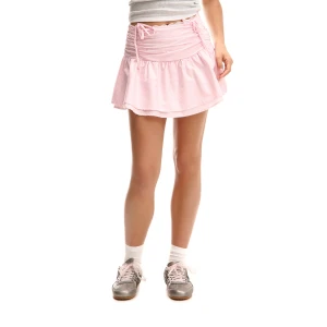 Cropp - Spódnica mini z dekoracyjnym wykończeniem - różowy