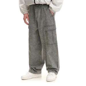 Cropp - Spodnie baggy cargo z efektem sprania - szary
