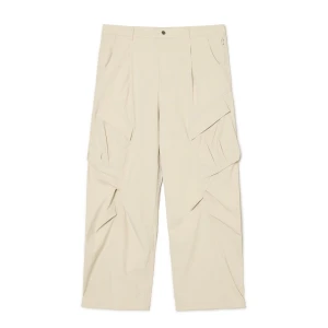Cropp - Spodnie baggy z kieszeniami cargo - beżowy