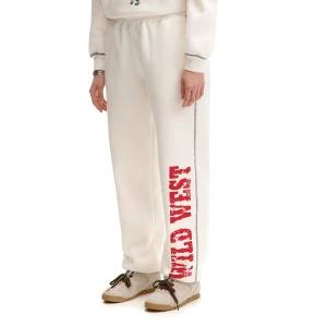 Cropp - Spodnie dresowe jogger z nadrukiem - kremowy