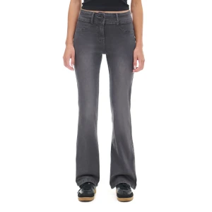 Cropp - Spodnie flare z efektem sprania - czarny