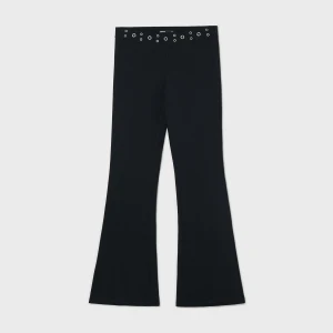 Cropp - Spodnie flare z metalowymi detalami - czarny