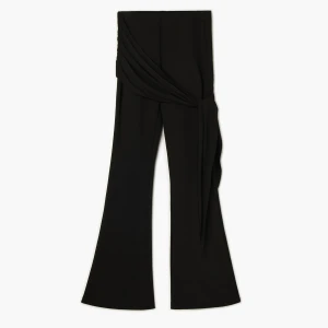 Cropp - Spodnie flare z ozdobną chustką w pasie - czarny