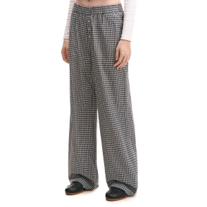 Cropp - Spodnie straight w czarno-białą kratę - czarny