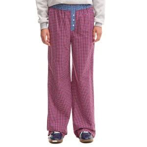 Cropp - Spodnie straight w kolorową kratę - czerwony