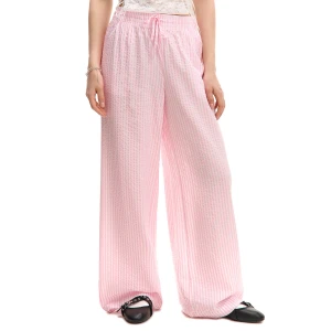 Cropp - Spodnie w różowe paski - różowy