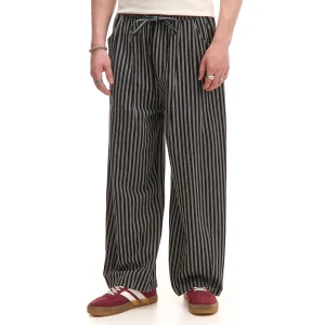 Cropp - Spodnie wide leg w paski - czarny