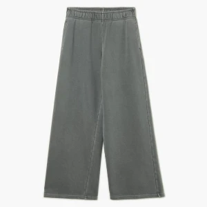 Cropp - Spodnie wide leg z efektem sprania PETITE - szary