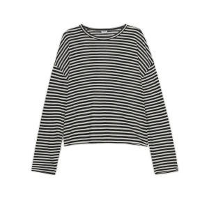 Cropp - Sportowa koszulka oversize w paski - czarny