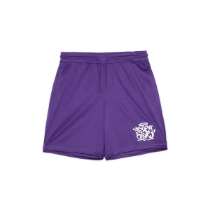 Cropp - Sportowe fioletowe spodenki z nadrukiem - fioletowy