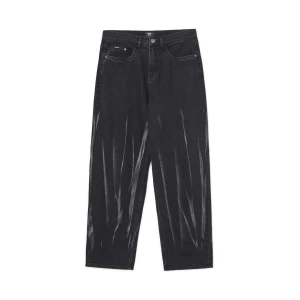 Cropp - Sprane jeansy baggy z efektem tie-dye - czarny