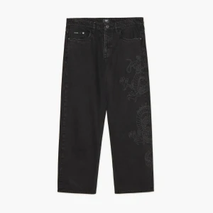 Cropp - Sprane jeansy baggy ze smokiem - czarny