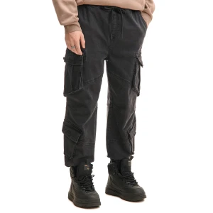 Cropp - Sprane jeansy jogger z kieszeniami cargo - czarny