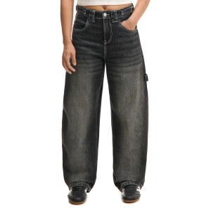 Cropp - Sprane jeansy skater balloon z paskami - czarny