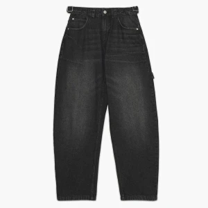 Cropp - Sprane jeansy skater balloon z paskami - czarny