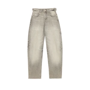 Cropp - Sprane jeansy skater balloon z paskami - jasny szary