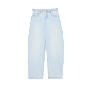 Cropp - Sprane jeansy skater balloon z paskami - niebieski