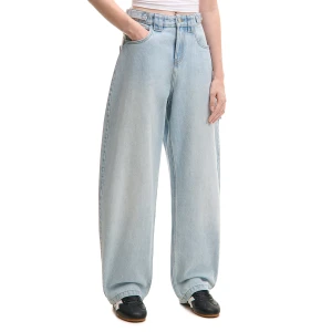 Cropp - Sprane jeansy skater balloon z paskami - niebieski
