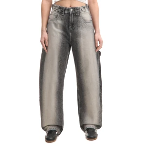 Cropp - Sprane jeansy skater balloon z paskami - szary