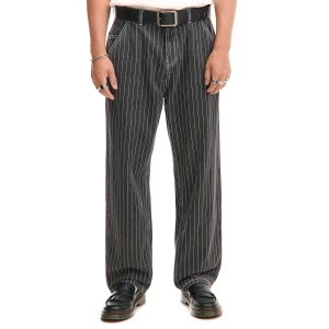 Cropp - Sprane spodnie loose w paski - czarny