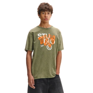 Cropp - Sprany T-shirt z nadrukiem - zielony