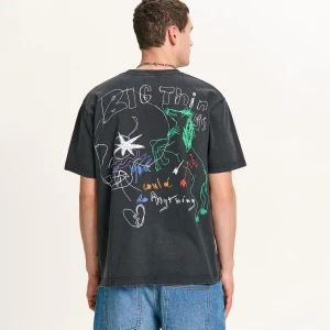 Cropp - Sprany T-shirt z rysunkowymi nadrukami - czarny