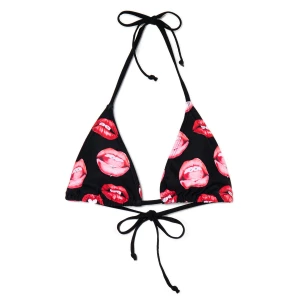 Cropp - Stanik kąpielowy z motywem ust - czerwony