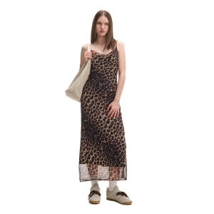 Cropp - Sukienka maxi w panterkę - brązowy