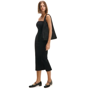 Cropp - Sukienka maxi z dwuwarstwowym dekoltem - czarny