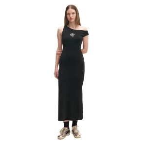 Cropp - Sukienka midi z asymetrycznym dekoltem - czarny