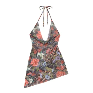 Cropp - Sukienka mini w kwiaty i panterkę - wielobarwny