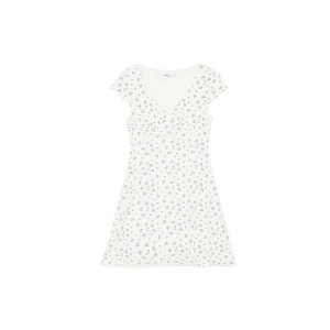 Cropp - Sukienka mini w niebieskie kwiaty - błękitny