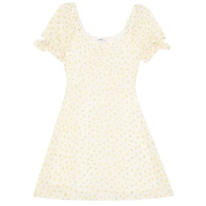 Cropp - Sukienka mini w żółte kwiaty - żółty