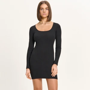 Cropp - Sukienka mini z kwadratowym dekoltem - czarny