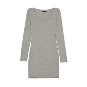 Cropp - Sukienka mini z kwadratowym dekoltem - jasny szary