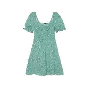 Cropp - Sukienka mini z kwiatowym wzorem all over - niebieski