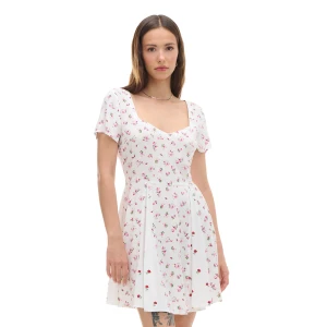 Cropp - Sukienka mini z wiskozy w kwiaty - biały