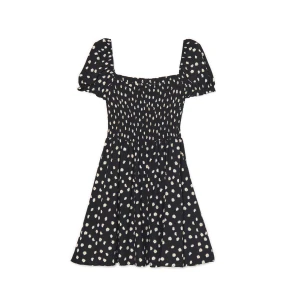 Cropp - Sukienka z bufiastymi rękawami i kwiatowym nadrukiem - czarny