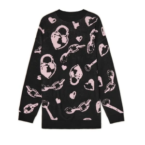 Cropp - Sweter oversize z motywem serca - czarny