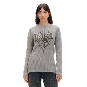 Cropp - Sweter oversize z nadrukiem serca - szary