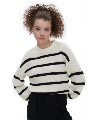 Cropp - Sweter w paski - kremowy