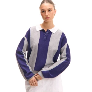 Cropp - Sweter w paski z kołnierzykiem - wielobarwny